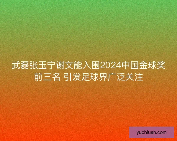 武磊张玉宁谢文能入围2024中国金球奖前三名 引发足球界广泛关注